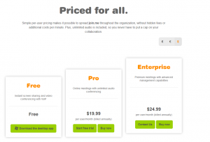 Screenshot vom join.me Pricing